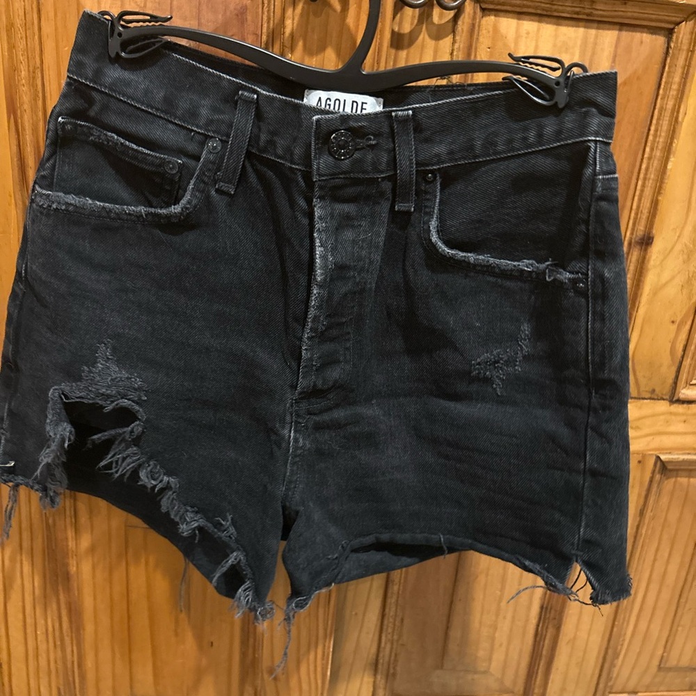 Agolde Charcoal Distressed Jean Shorts